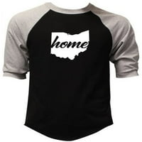 Muški dom Ohio Mapa V Crna siva Raglan bejzbol majica 3x-Large