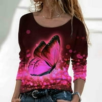 Žene s dugim rukavima Crewneck Tunic Tops Trendy cvjetni tiskani majice na vrhu Casual Labave Comfy