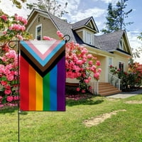 Anley dvostrana vrhunska vrtna zastava, Progress Pride Rainbow Garden Flags