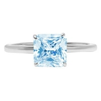 1CT Asscher Cut - Pasijans - Simulirani plavi dijamant - 14k bijelo zlato - zaručnički prsten