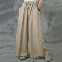 Viikei ženske hlače za čišćenje plus veličine hlače Čvrsti džep elastični struk dugačak