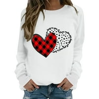Haxmnou Žene Slatka grafička duksela za Valentinovo Ležerne prilike pulover u okruglom vratu Lagana