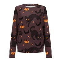 Ženski vrhovi opruge i jesenski okrugli vrat Halloween Print modni tanak labav dukserski džemper za