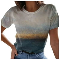 Žene vrhovi kauzal runk vrat za bluzu za ispis kratkih rukava majica ljetnih vrhova imitacija pamučnog