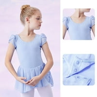 Odeerbi balet Leotardi za djevojke Gimnastika Leotardi Djevojke Dječje plesne odjeću Ljetni ruffle rukave za obuku odjeća jednodijelno odijelo plavo