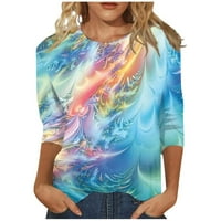 TAWOP rukavski majice za žene Ženska modna tiskana majica rukava rukavi okrugli vrat casual vrhovi nebesko