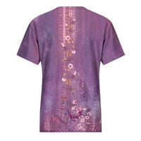 T majice za žene Loose Fit Ležerno ljeto Boho cvjetni uzorak Grafički grafički vrat pulover THIRTS Trendy