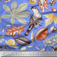 Soimoi pamučna poplin tkanina ptica i lišće Ispis tkanine sa dvorištem široko