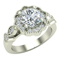 Dijamantni zaručni prstenovi za žene cvjetni milgrain halo prstenovi 14k bijelo zlato 1. CT TW GIA certificirano
