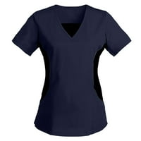 Ženski kratki rukav V-izrez na vrhu radne ravnomjerne čvrste patchwork dvostruke bluze ženske majice