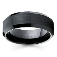 Muški volfram vjenčani trake crne tungsten prsten za prsten od crnog volfram prstena za uključivanje