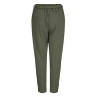 ManXivoo Ljetne hlače Žene Pamuk Li Nen Suity Fashion Udobni kratki rukav i duge hlače Solidne boje Ženske hlače Zelena