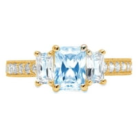 1.82ct smaragdni rez plavi simulirani dijamant 14k žuti zlatni godišnjički angažman kamena prstena veličine