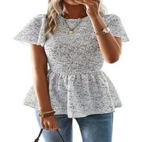 Voguele majica za ženska majica tunika struka Cvjetni tiskani ljetni vrhovi praznična bluza casual tee