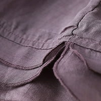Ersazi ženske vrhove Jesen Ženska modna tiskana V-izrez pamučna posteljina kratkih rukava Ležerna majica