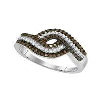 Čvrsta 10k bijelo zlato okrugla čokolada smeđa dijamantna band angažiraj godišnjicu vjenčanja prsten