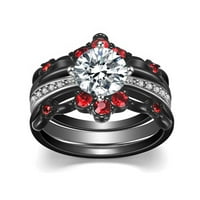 Crni pozlaćeni crveni 1ct CZ Ženski vjenčani prsten za angažman prsten za žene