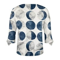 Majice rukav za žene uzorak Ispis Grafički gumb TEES Bluze Cluales plus veličina Osnovni vrhovi Pulover