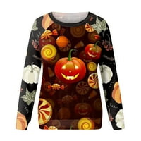 Žene Halloween Plus Veličina tunike Duks modni trendi poklonici opuštena bluza s dugim rukavima bundeva