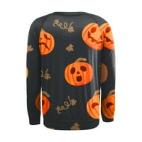 Halloween odjeća za žene bundeve print tisak pada dugih rukava Crewneck labav pulover majice bluza narančasta