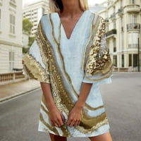 Ženske plus štednje haljine Žene Ljetne haljine Ležerne prilike V izrez T Majica Haljina Bell rukava