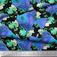 Soimoi Rayon Crepe tkanina riba ocean dekor tkanina tiskano dvorište široko