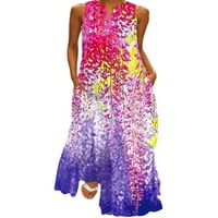 Sanviglor cvjetni sandress za žene V izrez casual duge haljine za odmor na plaži bez rukava maxi haljine