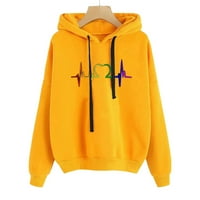 HGW Hoodies za žene Ležerne prilike ispisani džemper s dugim rukavima Yellow M