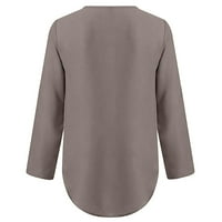 Žene ljetne majice s dugim rukavima Zip Casual Tunika V izrez Bluza za vrat Grey 5xl