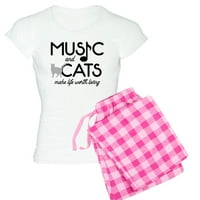 Cafepress - Muzika i mačke - Ženska lagana pidžama