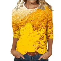 Navijači za brisanje žena za patchwork majicu Ljeto pivo Oktoberfest tiskani pulover TESES Bluze casual