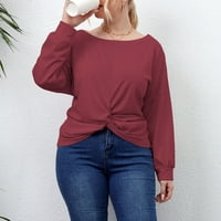 Ženska grafička štampa dugih rukava Trendi bluze za vrat izrez na vrhu Ležeran mekani ugodan baš labav