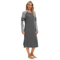 Ženska noćna odjeća s dugim rukavima O-izrez Loungewear NightShirt S-3XL