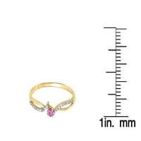 Dazzlingock Collection 18k Round Pink Sapphire & White Diamond Crossover Split Shank Bridal Obećaj prsten,