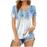 Modna žena kauzalna bluza za ispis na vratu kratki rukav majica ljetnih vrhova