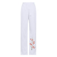 Teretne pantalone za žene Dressy Casual Office Capri sa džepovima širine noge mekane lagane kapristre