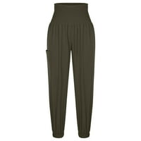 CLLIOS široke pantalone za noge za žene ljetni elastični struk pant s džepovima Radne ležerne pantalone