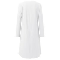 Miayilima White XL Ležerne haljine za žene Neutralno haljina dužine koljena za žene Brodski džepni džepni