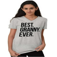 Najbolji relativni Thirt majica s V-izrezom za ženske svjetove na dole Granny majke Dan bake