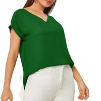 Ženske vrhove, bluze i tee Regular Nespesteting Plain Casual Plain Top V izrez Zelene žene Bluze