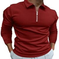 Prednji ručni rubni gumb Pulover sa zatvaračem Classic Fit bluza Muški vrat koji radi polo majica tamnocrved