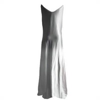 Haljine za žene ženske duboke V-izrez bez rukava maxi haljina dužina gležnja modna maxi haljina siva