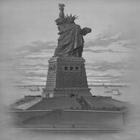 Vintage American History Ispis statue slobode. Print plakata