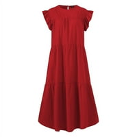 Clearsance Ljetne haljine za žene okrugli izrez temperaturni mini ispisani A-linijski kratki rukav Club