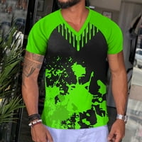 Muške majice Sportska bojaBlock Sažetak Raglan rukavi Pulover V izrez Kratki rukav majica Green XL