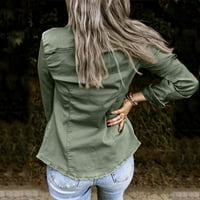 Ženska casual bluza-dimenzijski dugme perforirana traper jakna sa džepnim kaputom