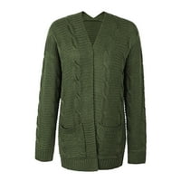 Ženski kardigan s dugim rukavima FIT pletene kabelske kabelske odjeće gornji odjećni džemper otvoren