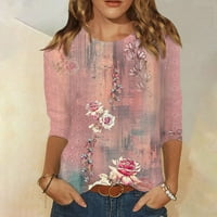 Ženske vrhove rukava Crewneck Cute košulje Ležerne prilike Trendy Tops Tri guarter Dužina majica Ljetni