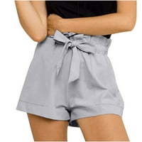 Cleance ispod $ cotonie ljetne kratke hlače za žene sa džepom pune boje casual luk kravata elastična