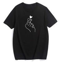 Ženske vrhove Žene Modni Ležerni ispis Labeom Ugodni vrhovi T-majice Bluza Crna XXXL